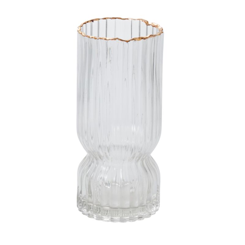 Fluted Metallic Rim Vase