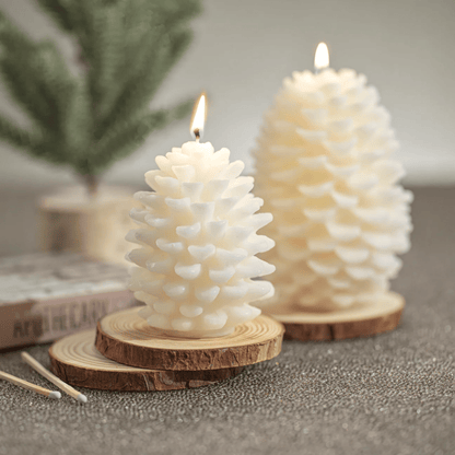 Cream Pinecone Candle Small