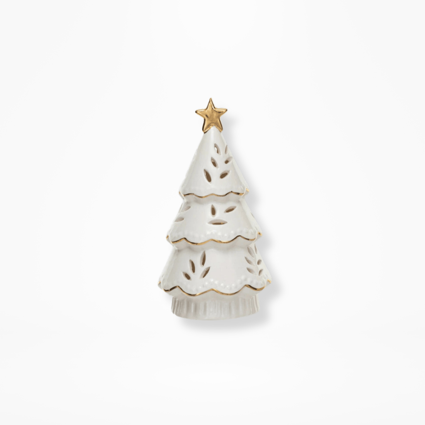 Cream Stoneware LED Christmas Tree