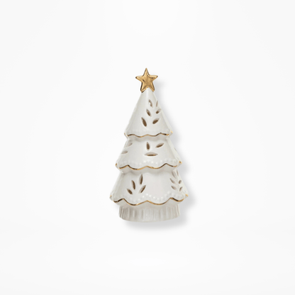 Cream Stoneware LED Christmas Tree