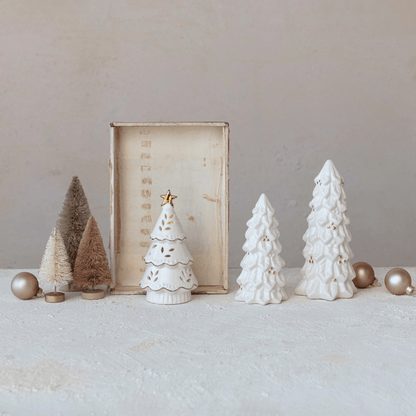 Cream Stoneware LED Christmas Tree