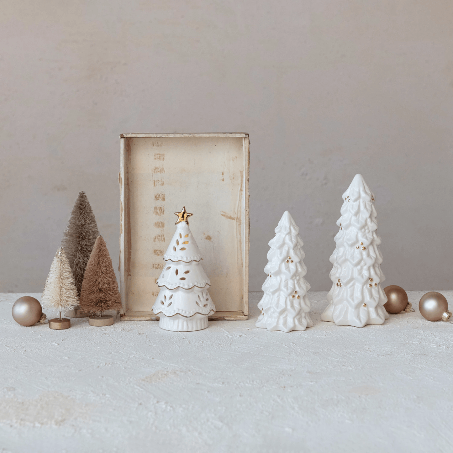 Large Cream Stoneware Christmas Tree