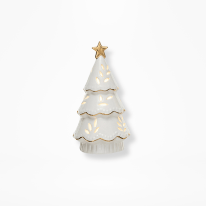 Cream Stoneware LED Christmas Tree