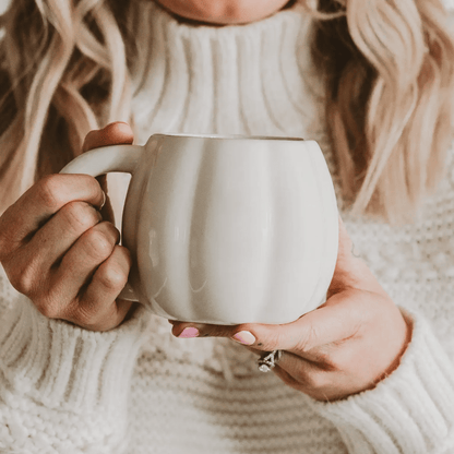 Cream Ceramic Pumpkin Mug