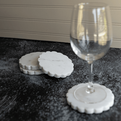 Scalloped Marble Coasters (Set of 4)