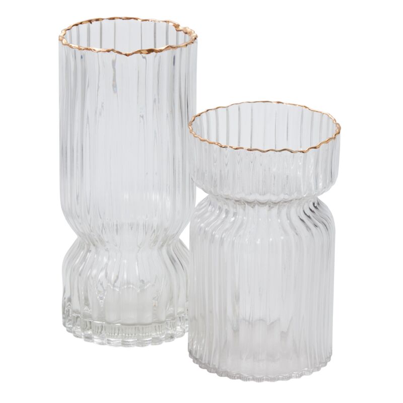 Fluted Metallic Rim Vase